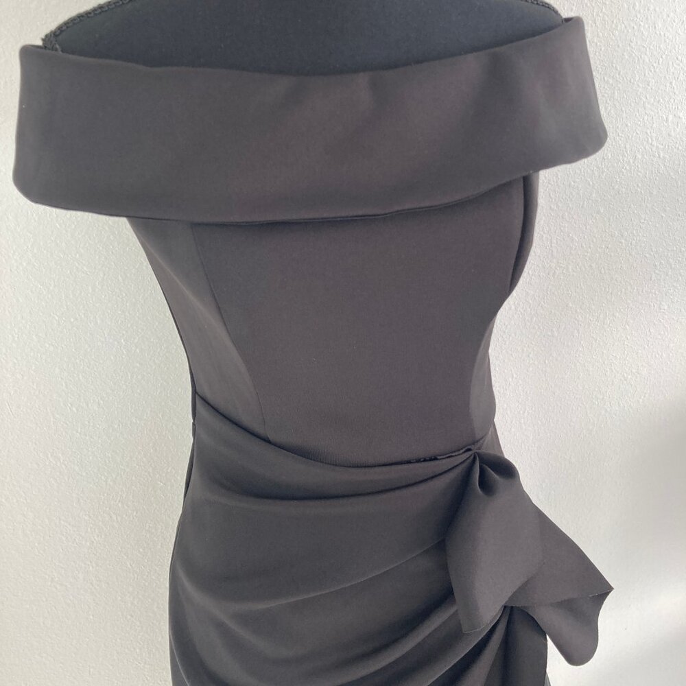 Xscape Off-the-Shoulder Cap Sleeve Sheath Ruched Side Scuba Dress, Size 6